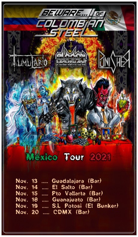 Las agrupaciones colombianas Bloody Nightmare, Tumulario y Punisher realizarán una gira conjunta- durante el mes de noviembre- en México (Foto: difusión).