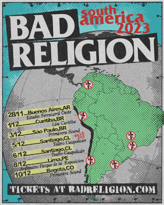 Bad Religion en Sudamérica 2023 países confirmados