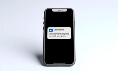 Smartphone mostrando mensaje de incompatibilidad con sistema operativo antiguo