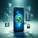 Seguridad digital en WhatsApp con cifrado y símbolos de protección de datos