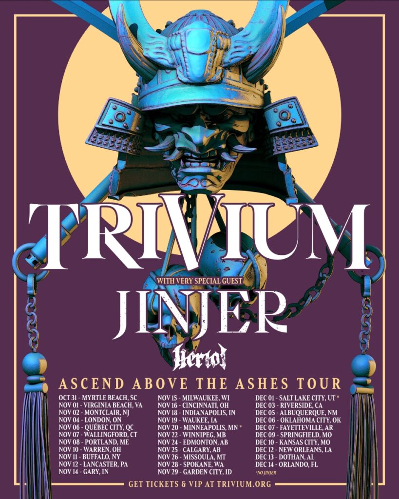 TRIVIUM ANUNCIA SU GIRA HEADLINE OTOÑO 2025 «THE ASCEND ABOVE THE ASHES» CON JINJER Y HERIOT COMO INVITADOS ESPECIALES