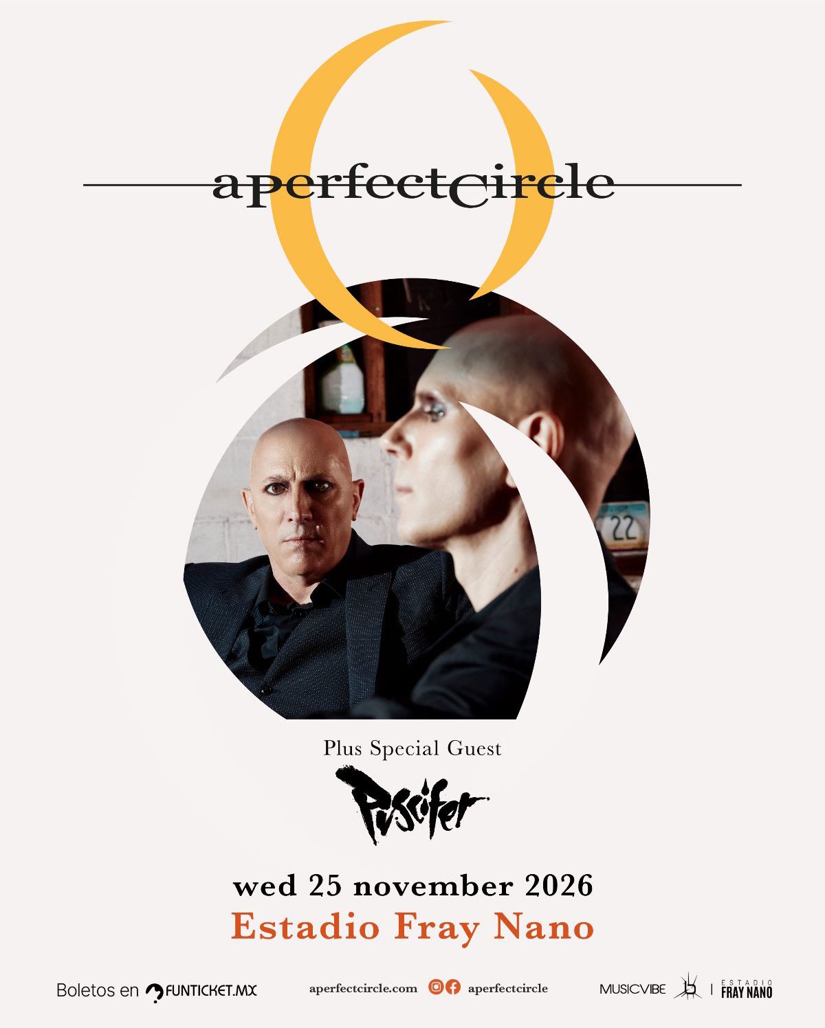 A Perfect Circle en Ciudad de México: 25 de noviembre de 2026 en Estadio Fray Nano – cartel oficial del evento