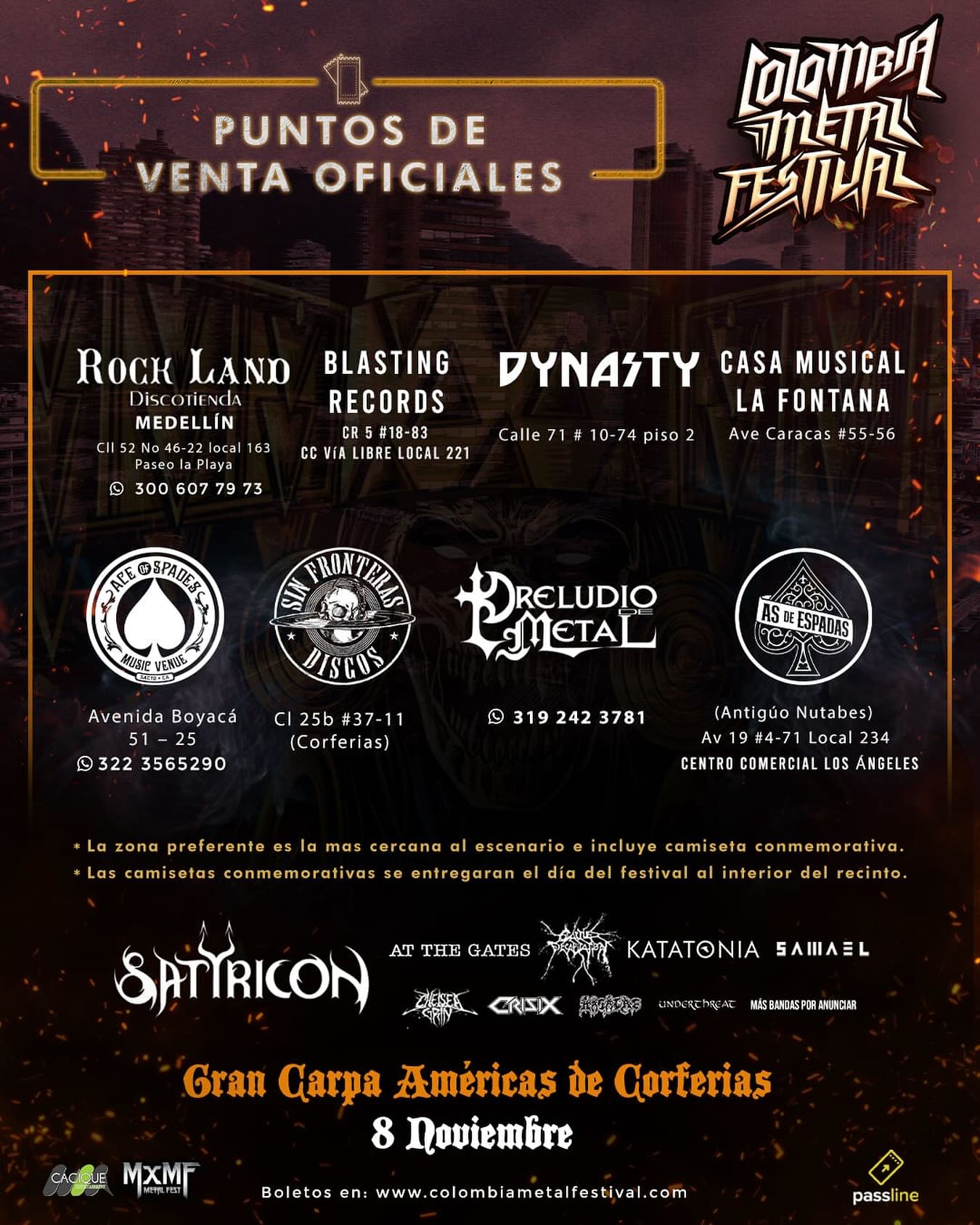 Conciertos de metal en Colombia 2026: agenda completa actualizada