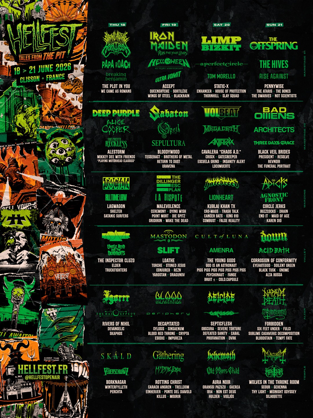 Hellfest Open Air en Clisson: 18 de junio de 2026 en Hellfest Grounds – cartel oficial del evento