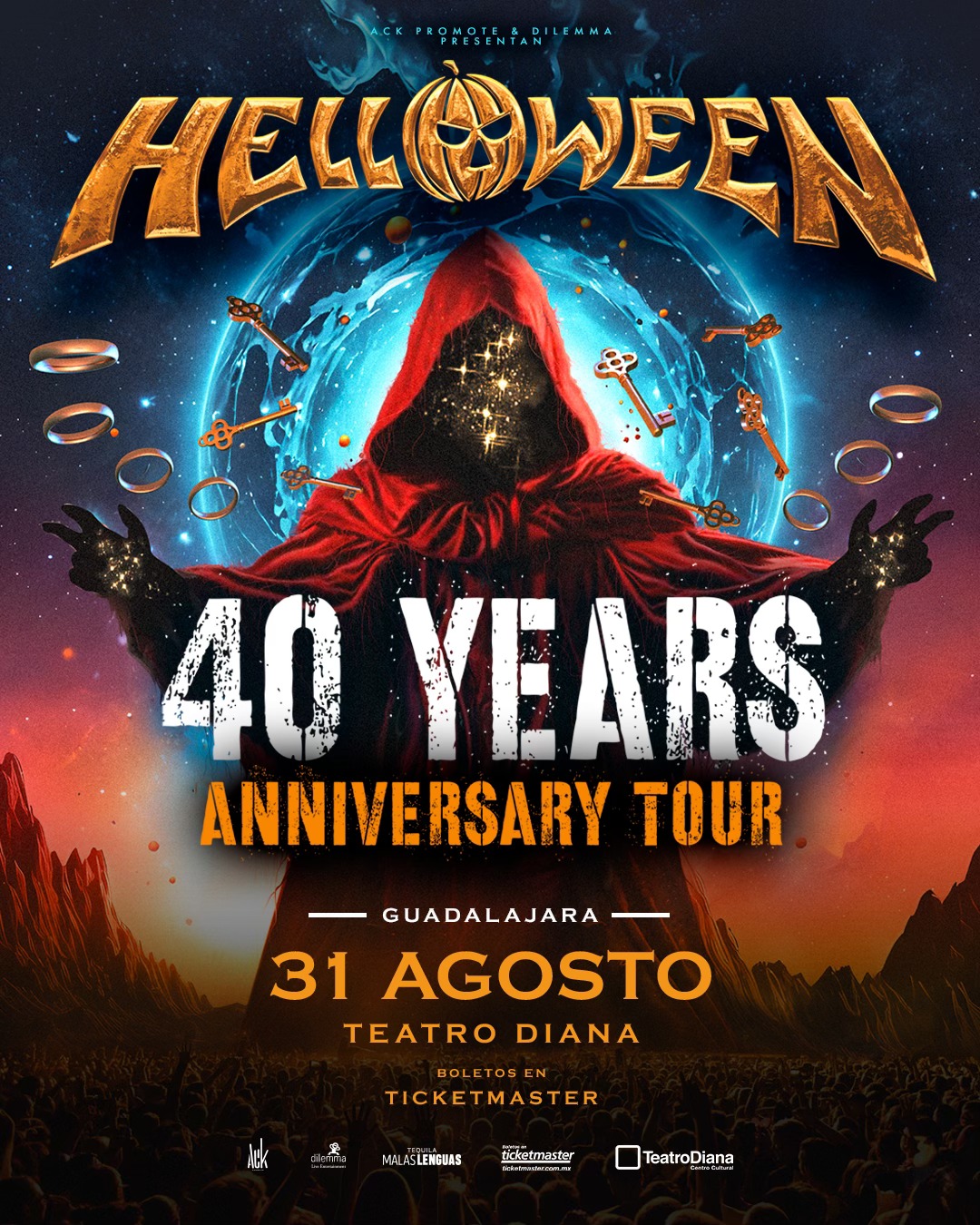 Helloween en Guadalajara: 31 de agosto de 2026 en Teatro Diana – cartel oficial del evento