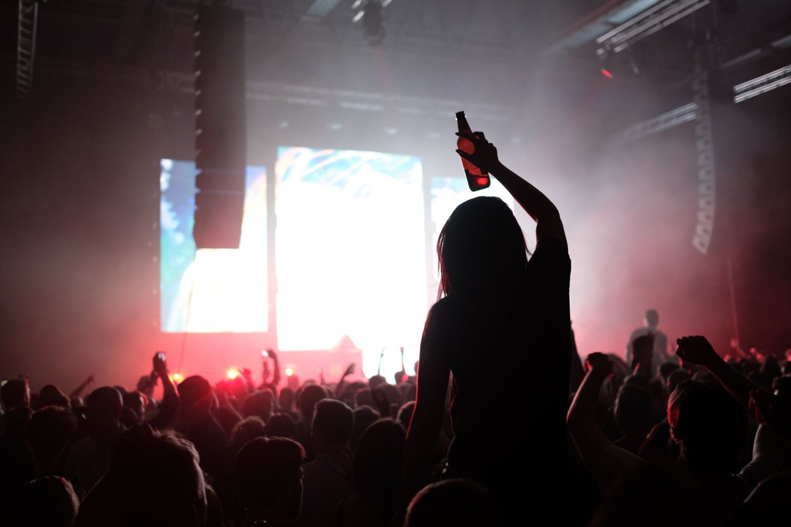 Público con las manos arriba en un concierto de metal, gira de Darkest Hour por Estados Unidos