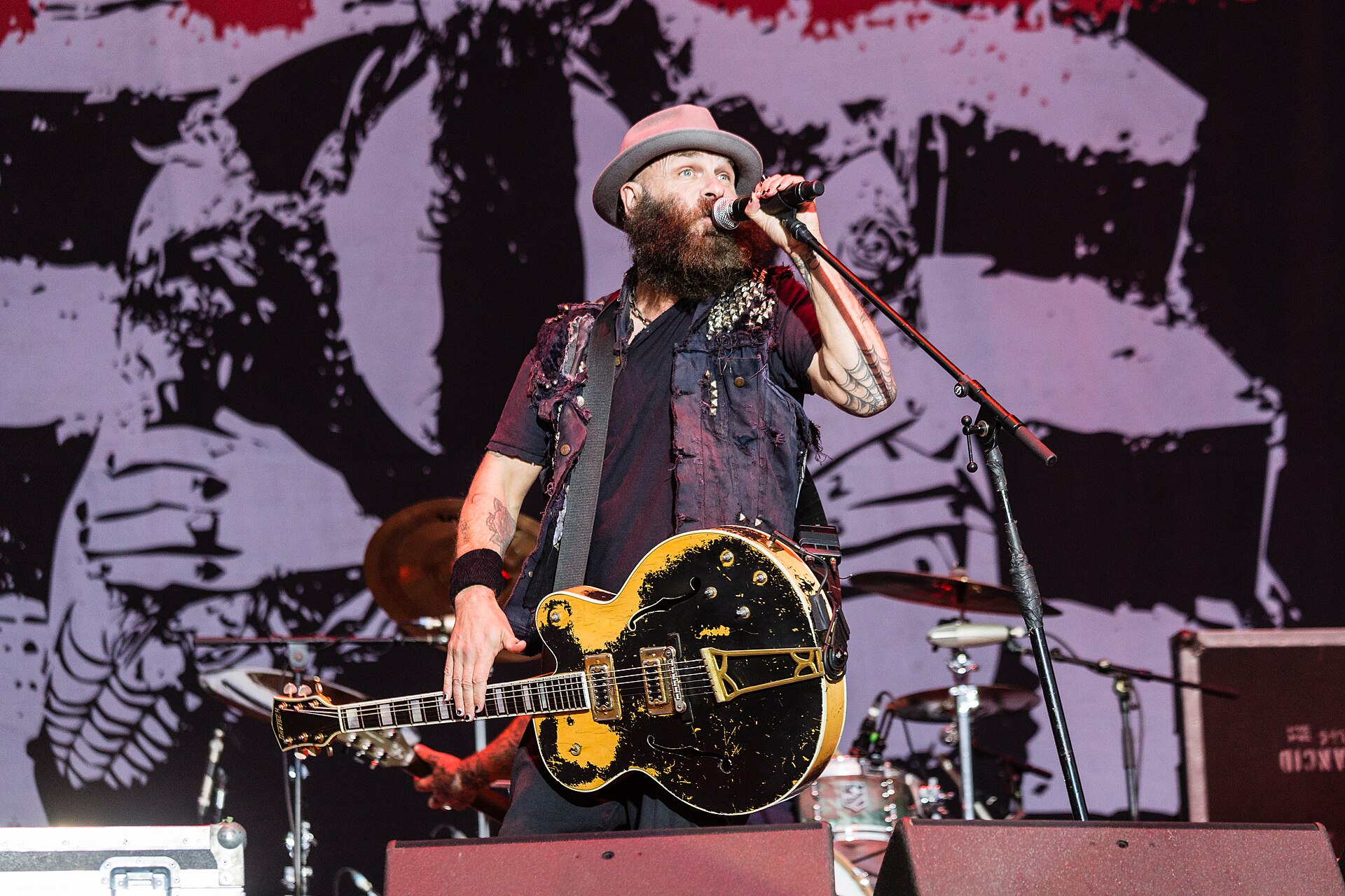 Tim Armstrong de Rancid con la guitarra sobre el escenario en el Nova Rock 2017